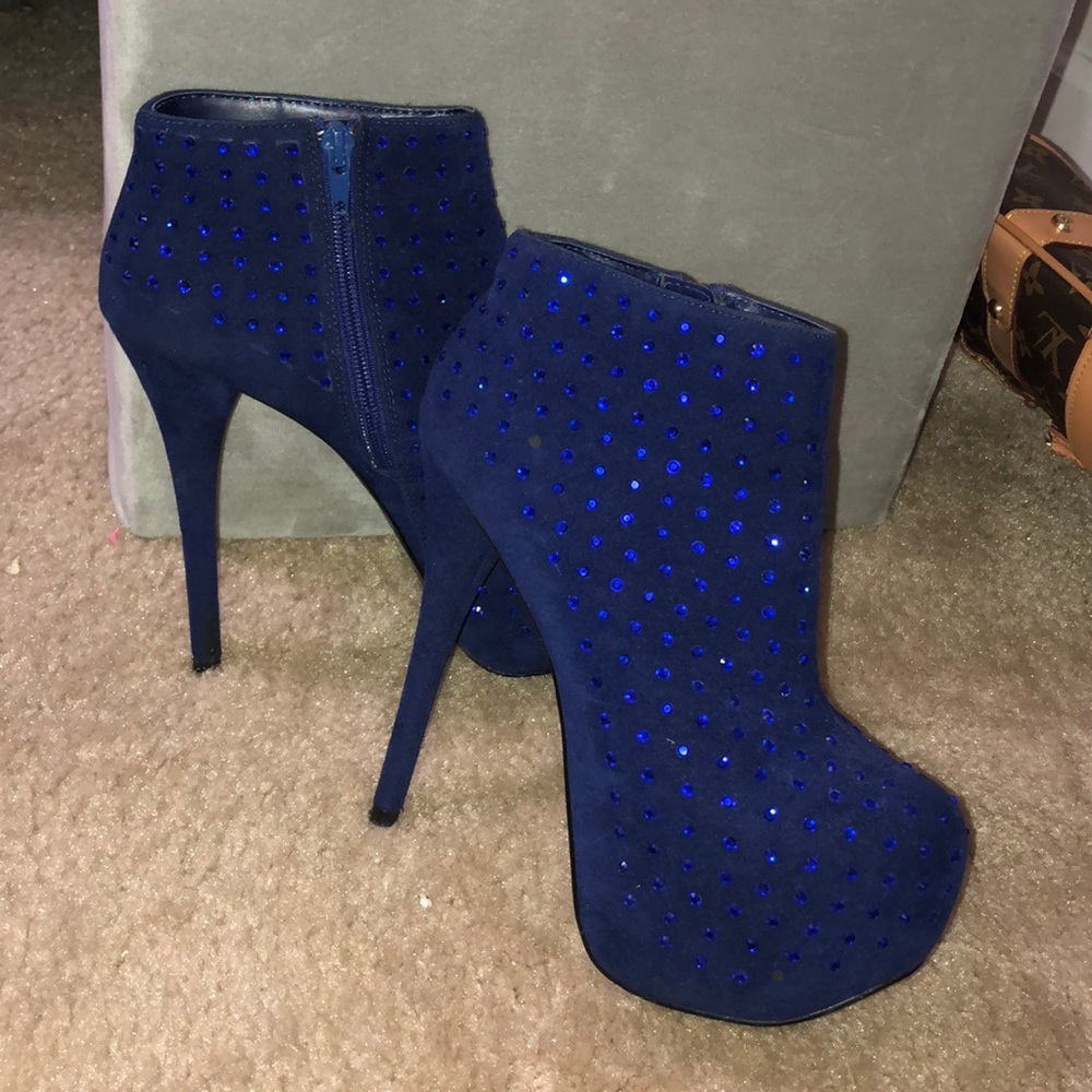 Blue studded heels